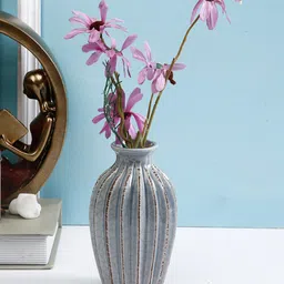 TAYHAA Grey & Brown Textured Ceramic Flower Vase-32