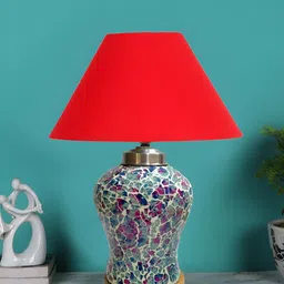 Devansh Red Glass Traditional Frusturical Shaped Table Lamp-50