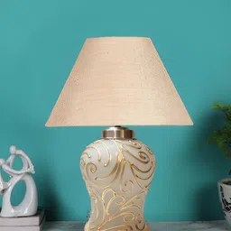 Devansh Beige Glass Traditional Frusturical Shaped Table Lamp-57