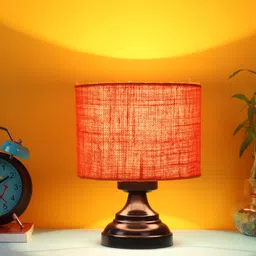 Devansh Orange Jute Table Lamp With Iron Base-51