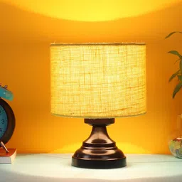 Devansh Yellow Jute Table lamp with Iron Base-39