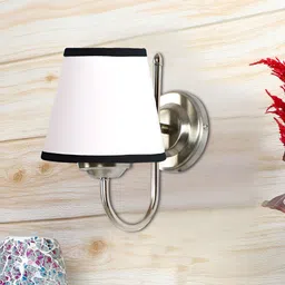Devansh White & Black Metal Contemporary Frustum Shaped Wall Lamp-26