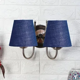 Devansh Blue Textured Metal Traditional Frustum Shaped Wall Lamp-13