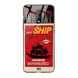 DailyObjects Red & Black New Ship Matchbox OnePlus 7 Glass Case image 1