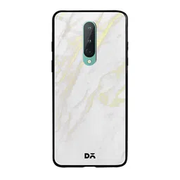 DailyObjects White & Yellow Marble 2 OnePlus 8 Glass Case-4