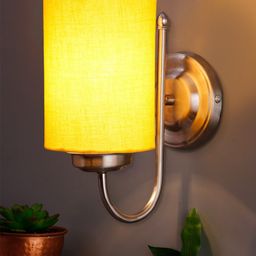 Devansh Yellow Cotton Wall Mounted Lamp With Steel Base-image-11