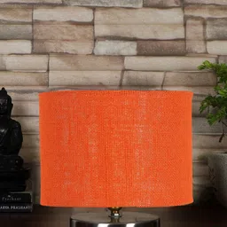 Devansh Orange-Colored Textured Steel Table Lamp With Jute Shade-13