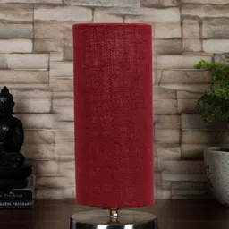 Devansh Maroon Textured Steel Table Lamp With Jute Shade-7