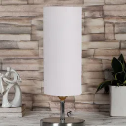 Devansh Grey Steel Table Lamp With Cotton Shade-16