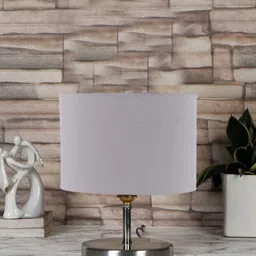 Devansh Grey Steel Table Lamp With Cotton Shade-29