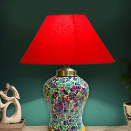 Devansh Red Glass Traditional Frusturical Shaped Table Lamp image 4