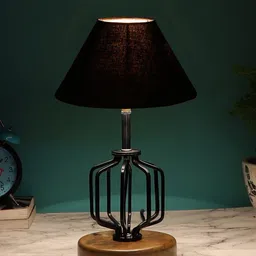 Devansh Black Solid Table Lamp With Shade image 4