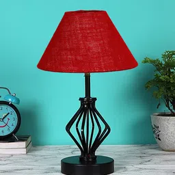 Devansh Maroon & Black Solid Table Lamp With Shade image 4