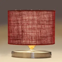 Devansh Maroon Textured Steel Table Lamp With Jute Shade image 2