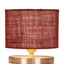 Devansh Maroon Textured Steel Table Lamp With Jute Shade image 4