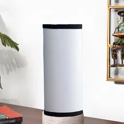 Devansh White Wooden Contemporary Cylindrical Shaped Table Lamp-18