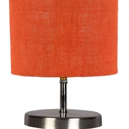 Devansh Orange-Colored Textured Steel Table Lamp With Jute Shade image 5