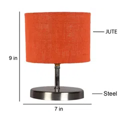 Devansh Orange-Colored Textured Steel Table Lamp With Jute Shade image 4