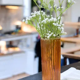 BS AMOR Orange Coloured Glass Vases With Flower-image-91