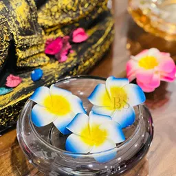 BS AMOR Blue Glass Flower Vase With 3 Pieces Flowers-image-92