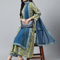 Khushal K Ethnic Motifs Printed Pure Cotton Kurta with Palazzos & Dupatta-9