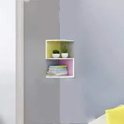 Wooden ZigZag Corner Wall Shelves For Bedroom And Dining Room MDF (Medium Density Fiber) Wall Shelf-3