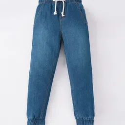 Ed-a-Mamma Boys Blue Solid Cotton Drawstring Joggers-image-13