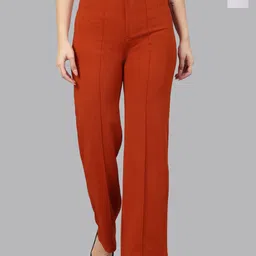 Kotty Women Relaxed Straight Leg Straight Fit High-Rise Easy Wash Trousers-picture-14