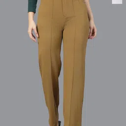 Kotty Women Relaxed Straight Leg Straight Fit High-Rise Easy Wash Trousers-image-64