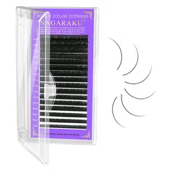 NAGARAKU Premium Classic Matte Black 16 Rows Synthetic Eyelash Extensions - Curl D image 1