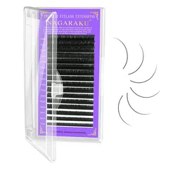 NAGARAKU Premium Classic Matte Black 16 Rows Synthetic Eyelash Extensions - Curl D image 1