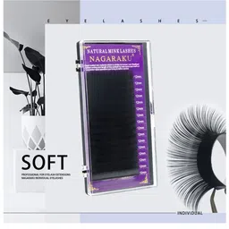 NAGARAKU Individual Premium Classic Matte Synthetic 16 Rows Eyelash Extensions - Curl D image 2