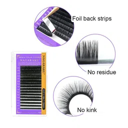 NAGARAKU Premium Classic Matte Black 16 Rows Synthetic Eyelash Extensions - Curl C image 2