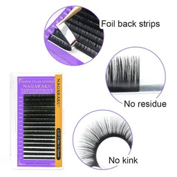 NAGARAKU Premium Classic Matte Black 16 Rows Eyelash Extensions - Curl C 0.25/13 image 2