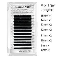 NAGARAKU Black Easy Fanning 12 Rows Mega Volume Eyelash Extension - Curl D Mix image 2