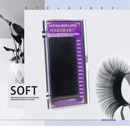 NAGARAKU Individual Premium Classic Matte Synthetic 16 Rows Eyelash Extensions - Curl D image 2