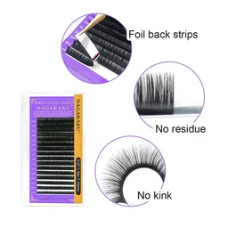 NAGARAKU Premium Classic Matte Black 16 Rows Synthetic Eyelash Extensions - Curl-L image 2