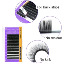 NAGARAKU Premium Classic Matte Black 16 Rows Synthetic Eyelash Extensions - Curl J image 2