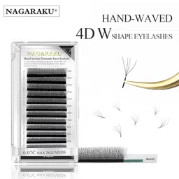 NAGARAKU W 4D Volume Premade Cluster 12 Rows Eyelash Extension - Curl C image 2