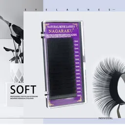 NAGARAKU Premium Classic Matte Black 16 Rows Synthetic Eyelash Extensions - Curl DD image 2
