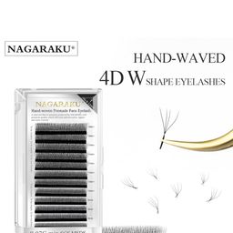 NAGARAKU Matte Black 4D W Shape Premade Cluster Fans Eyelash Extensions - Curl D 0.07/13 image 2