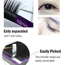 NAGARAKU Premium Classic Matte Black 16 Rows Synthetic Eyelash Extensions - Curl B image 3