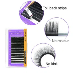 NAGARAKU Premium Classic Matte Black 16 Rows Synthetic Eyelash Extensions - Curl-D image 3