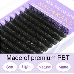 NAGARAKU Premium Classic Matte Black 16 Rows Synthetic Eyelash Extensions - Curl DD image 3