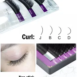 NAGARAKU Premium Classic Matte Black 16 Rows Synthetic Eyelash Extensions - Curl D image 3