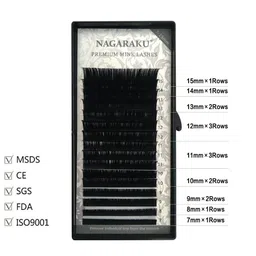 NAGARAKU Premium Classic Matte Black 16 Rows Synthetic Eyelash Extensions - Curl L image 3