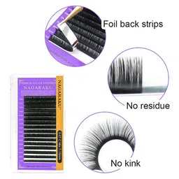 NAGARAKU Individual Premium Classic Matte Synthetic 16 Rows Eyelash Extensions - Curl D image 3