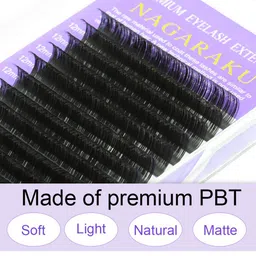 NAGARAKU Premium Classic Matte Black 16 Rows Synthetic Eyelash Extensions - Curl DD image 3
