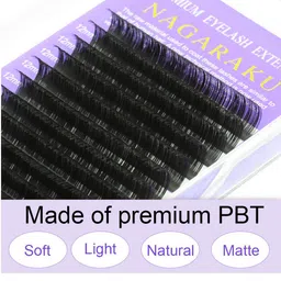 NAGARAKU Premium Classic Matte Black 16 Rows Synthetic Eyelash Extensions - Curl D image 3