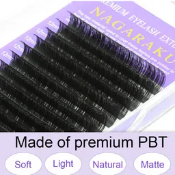 NAGARAKU Premium Classic Matte Black 16 Rows Synthetic Eyelash Extensions - Curl C image 4